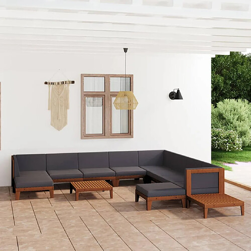 vidaXL Salon de jardin 12 pcs avec coussins Bois d'acacia solide