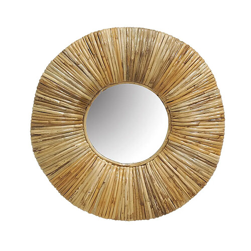 Aubry Gaspard Miroir rond en rotin naturel.