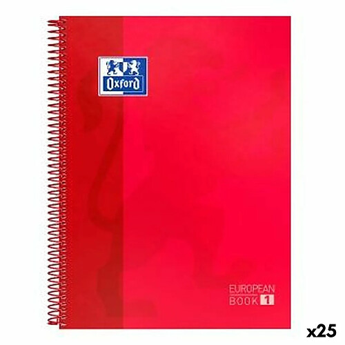 Cahier Oxford EUROPEANBOOK 1 Rouge A4+ 80 Volets 5 Pièces (25 Unités)