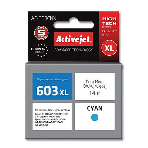 Activejet? Cartouche d'encre originale Activejet AE-603CNX Cyan