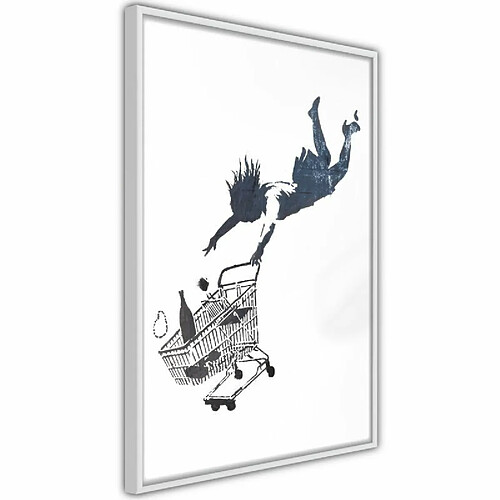 Paris Prix Affiche Murale Encadrée Banksy Shop Until You Drop 20 x 30 cm Blanc