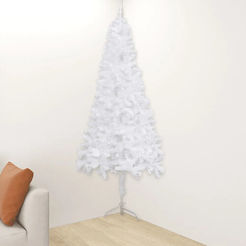 vidaXL Sapin de Noël artificiel d'angle Blanc 180 cm PVC