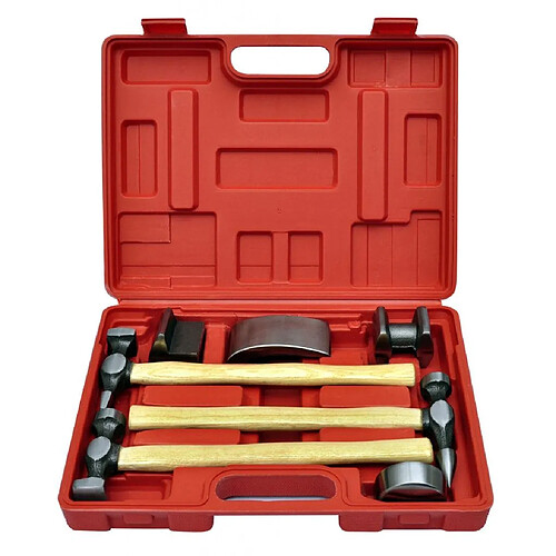 Helloshop26 Coffret set de marteau et tas pour carrossier 7 pièces outils garage atelier bricolage 3402029/2