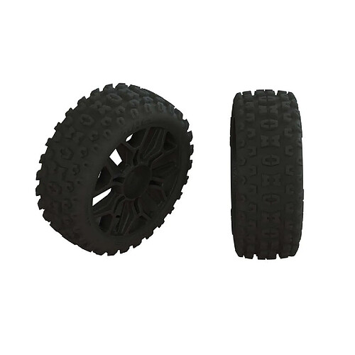 2HO Tire Set Glued Black (2) Arrma