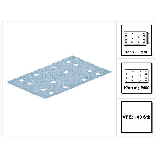 Festool STF 80x133 Bandes abrasives P400 80 x 133 mm - 100 pièces (497126) pour glissières RTS 400, RTSC 400, RS 400, RS 4, LS 130