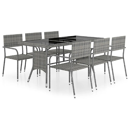 Maison Chic Jeu à dîner de jardin 7 pcs,Mobilier de salle à manger d'extérieur,Meuble à dîner Résine tressée Anthracite et gris -GKD665344