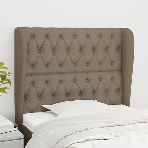 vidaXL Tête de lit avec oreilles Taupe 93x23x118/128 cm Tissu