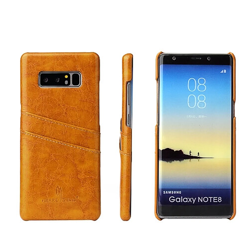 Wewoo Etui en Cuir Fierre Shann Retro Oil en Cuir PU pour Galaxy Note 8, avec emplacements pour cartes (Jaune)