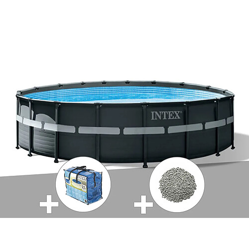 Kit piscine tubulaire Intex Ultra XTR Frame ronde 5,49 x 1,32 m + Bâche à bulles + 20 kg de zéolite