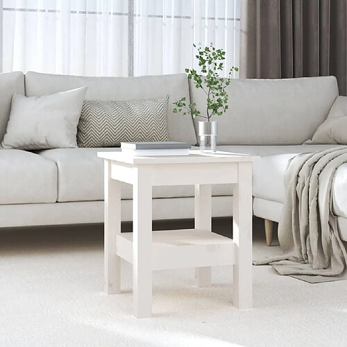 Maison Chic Table basse,Table Console Table d'appoint, Table pour salon Blanc 35x35x40 cm Bois massif de pin -MN79519