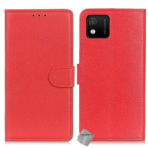 Htdmobiles Housse etui portefeuille avec coque intérieure en silicone pour Wiko Y52 + film ecran - ROUGE