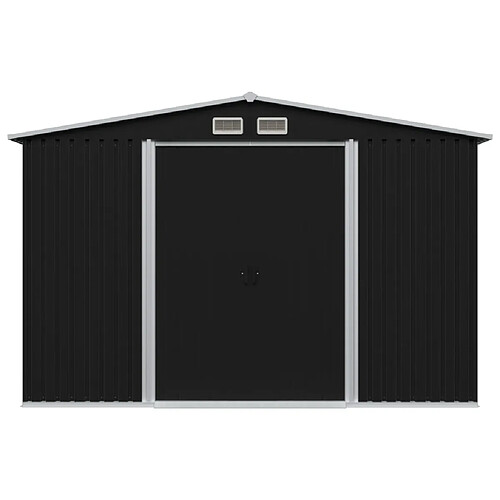 Helloshop26 Abri de jardin cabane cabanon maison de stockage remise extérieur hangar outils robuste acier 257 x 205 x 178 cm anthracite 02_0022384