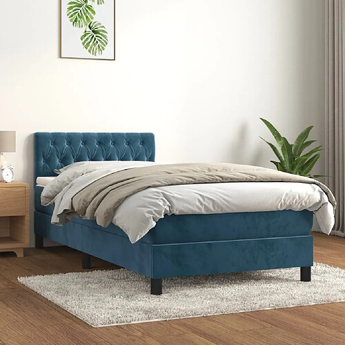 vidaXL Sommier à lattes de lit avec matelas Bleu foncé 90x190 cm