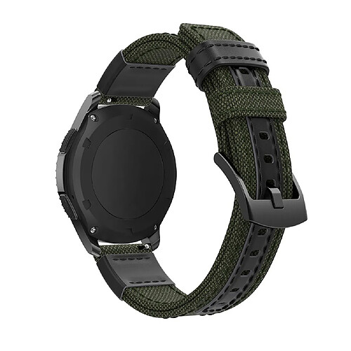 Bracelet en cuir véritable en toile vert armé pour votre Samsung Gear S3 Classic/S3 Frontier/Galaxy Watch 46mm