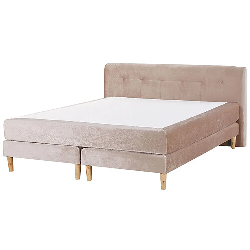 Beliani Lit boxspring en velours beige 180 x 200 cm MARQUISE