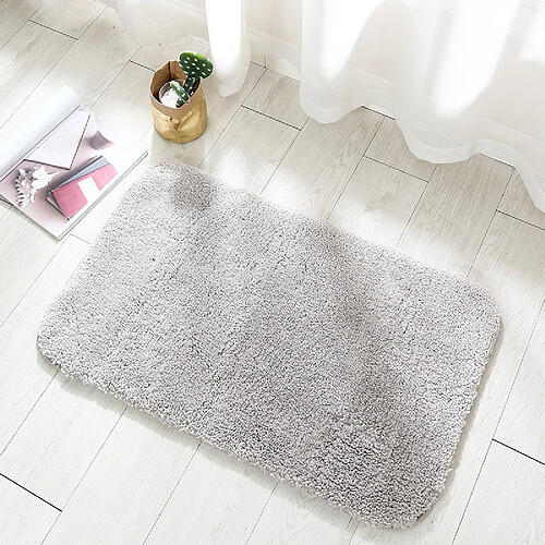 LUUCOZK Tapis de bain antidérapants, absorbants, à séchage rapide, décoration de salle de bain, épais, gris clair-50x80cm