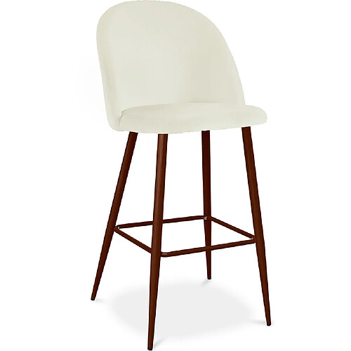 ICONIK INTERIOR Tabouret tapissé en velours - Design scandinave - Evelyne Crème