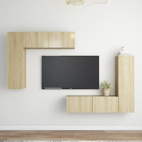 vidaXL Ensemble de meubles TV 4 pcs Chêne sonoma Bois d'ingénierie