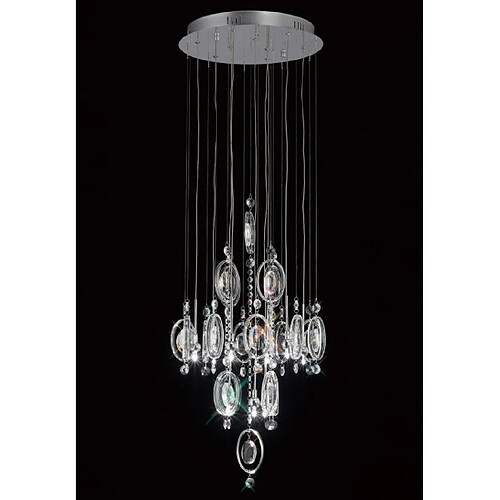 Luminaire Center Suspension Solana 9 Ampoules chrome poli/cristal