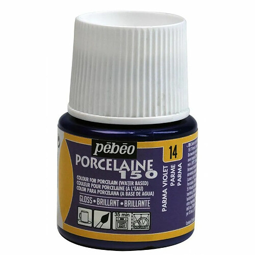 Pebeo Peinture à l'eau brillante pour porcelaine - Bleu parme - 45 ml