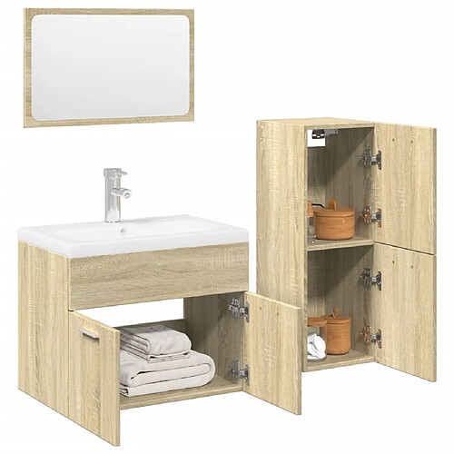 vidaXL Ensemble de meubles de salle de bain 4 pcs chêne sonoma