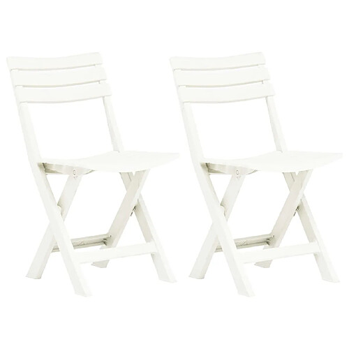 vidaXL Chaises de jardin pliables lot de 2 Plastique Blanc