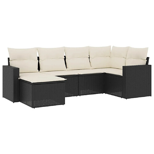 Maison Chic Salon de jardin 6 pcs avec coussins | Ensemble de Table et chaises | Mobilier d'Extérieur noir résine tressée -GKD14779