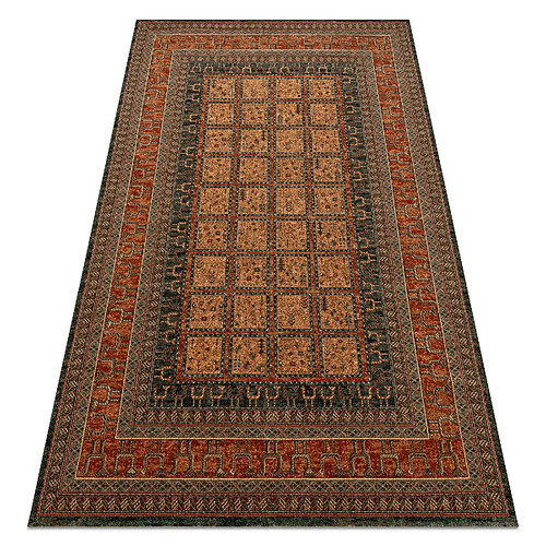 RUGSX Tapis en laine KASHQAI 4349 500 oriental, cadre bordeaux 67x130 cm