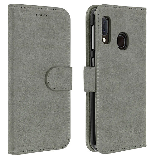 Avizar Housse Samsung Galaxy A20e Étui Porte-cartes Fonction Support gris