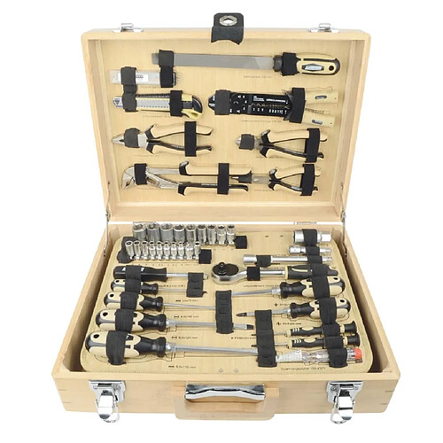 Brüder Mannesmann Ensemble d'outils 108 pcs Boîte en bambou