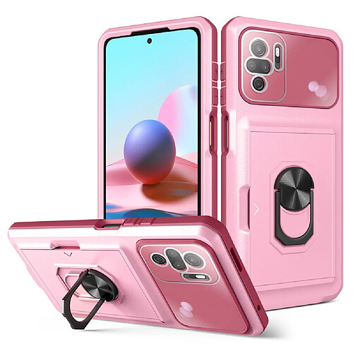 Coque en TPU + acrylique avec béquille, rose/rouge vin pour votre Xiaomi Redmi Note 10 4G/Note 10S