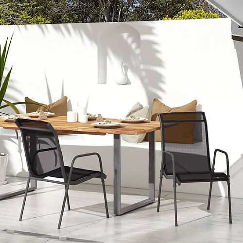 vidaXL Chaises de jardin lot de 2 Acier et textilène Noir