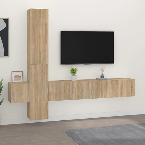 Maison Chic Ensemble de meubles TV 5 pcs | Banc TV Moderne pour salon | Meuble de Rangement - Chêne sonoma Bois d'ingénierie -MN99629