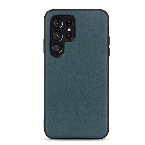 Coque en cuir véritable vert pour votre Samsung Galaxy S22 Ultra