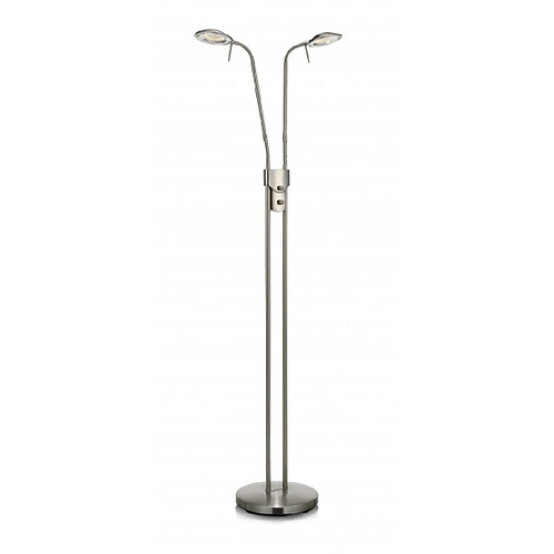 Markslojd Lampadaire HUDSON en acier 2 ampoules