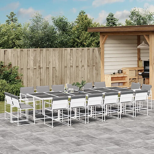 vidaXL Ensemble à manger de jardin avec coussins 17pcs blanc textilène