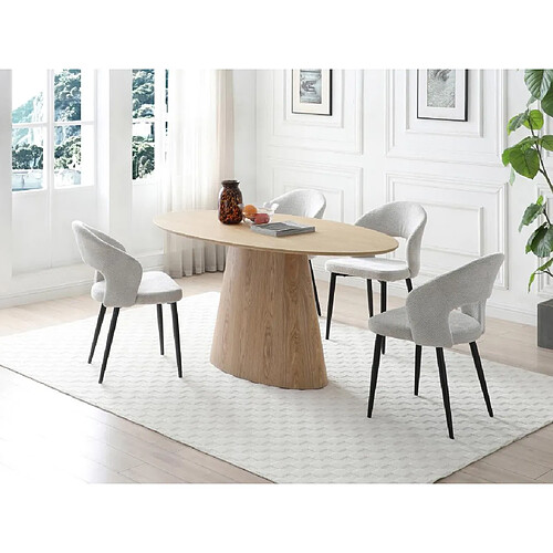 Vente-Unique Table à manger 6 personnes placage chêne - Naturel clair - ANTELADA