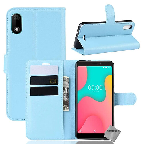 Htdmobiles Housse etui portefeuille pour Wiko Y60 + film ecran - BLEU