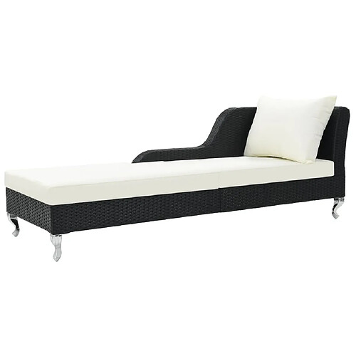 Maison Chic Chaise longue avec coussin | Bain de soleil Relax | Transat Résine tressée Noir -GKD94955