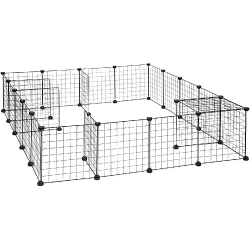 Helloshop26 Enclos pour petits animaux domestiques parc extensible cage grille clapier grillage pack de 24 noir 13_0000964