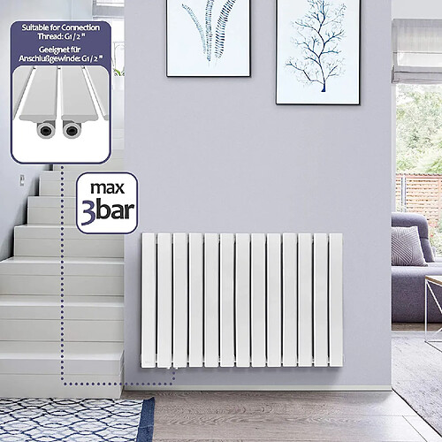 Helloshop26 Radiateur chauffage centrale pour salle de bain salon cuisine couloir chambre à coucher panneau simple 60 x 88,6 cm blanc 01_0000228