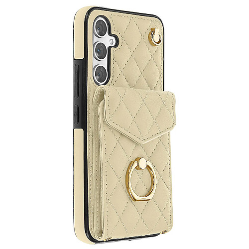 Avizar Coque Cordon pour Samsung Galaxy A54 5G Dos Portefeuille Bague Support Beige