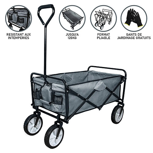 Monstershop Chariot Pliable de Jardin – Gris