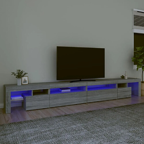 Maison Chic Meubles TV avec lumières LED - Banc TV pour salon Sonoma gris 290x36,5x40 cm -MN42796