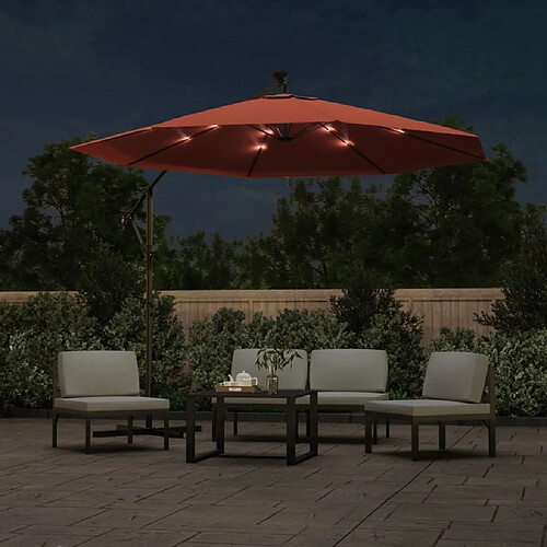 Maison Chic Parasol Jardin | Parasol déporté à LED et mat en acier Terre cuite - GKD11734