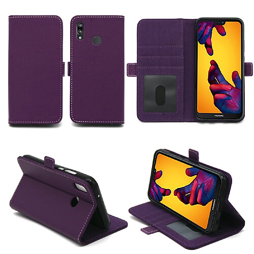 Huawei P20 LITE : Housse Portefeuille luxe violette Style Cuir avec stand - Etui coque de protection P20 Light avec porte cartes (smartphone 2018) - Accessoires pochette XEPTIO case