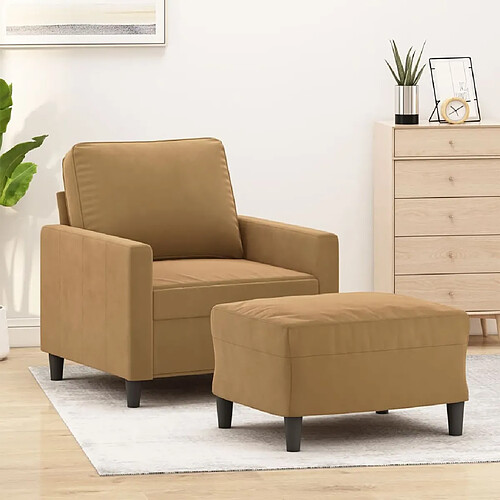 vidaXL Fauteuil avec repose-pied Marron 60 cm Velours