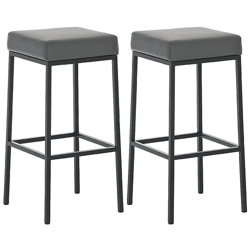 Decoshop26 Lot de 2 tabourets de bar avec repose-pieds design simple assise hauteur 80 cm en PVC gris support en métal noir 10_0004363