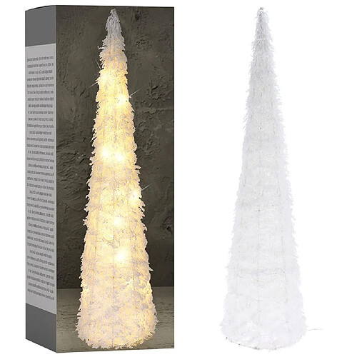 Sapin de Noël brillant cône décoratif blanc Décoration de Noël 25 LED 80 cm