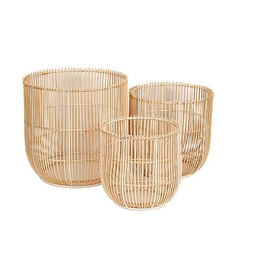 Set de pots de fleurs Romimex Naturel Rotin (3 Pièces)